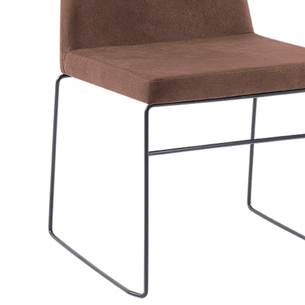 Cadeira Estofada Base Em Aço F41 Camurça Marrom Dmobiliario Marrom - 4