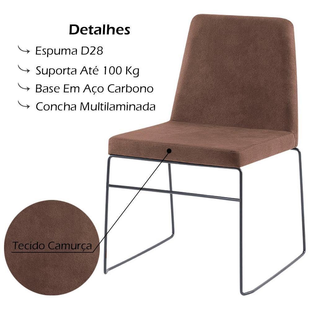 Cadeira Estofada Base Em Aço F41 Camurça Marrom Dmobiliario Marrom - 6