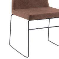 Cadeira Estofada Base Em Aço F41 Camurça Marrom Dmobiliario Marrom