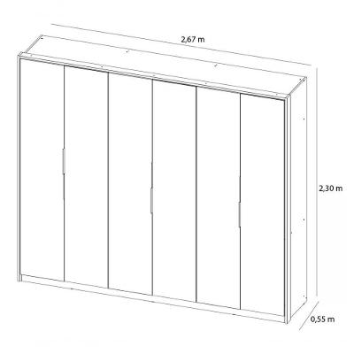 Guarda Roupa Casal Atrice 6 Portas de Bater 6 Gavetas Amendola Grafito