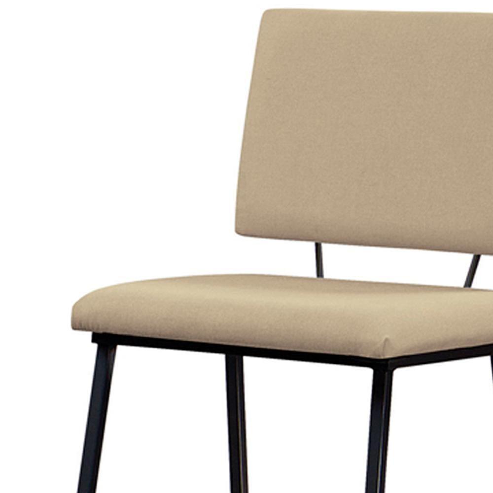 Cadeira Estofada Base Em Aço F38 Linho Bege Dmobiliario Bege - 2