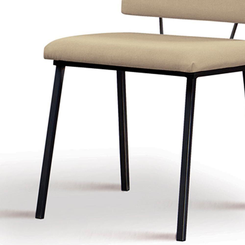 Cadeira Estofada Base Em Aço F38 Linho Bege Dmobiliario Bege - 3