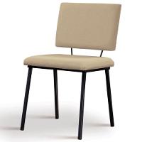 Cadeira Estofada Base Em Aço F38 Linho Bege Dmobiliario Bege - 1