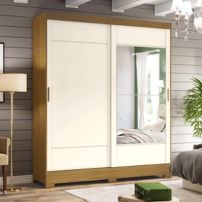 Guarda Roupa Casal Istambul 2 Portas Correr 2 Gavetas Nature com Off White