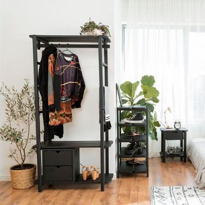 Guarda-roupa Closet Laguna 3 Prat 180ax90lx42p Em Madeira Cor Preto