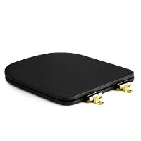 Assento Poliester Soft Close Piano Preto Fosco Para Vaso Deca Com Ferragem Dourada - 5