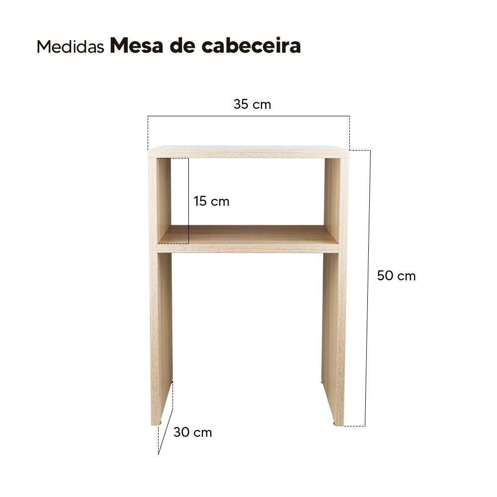 Mesa De Cabeceira Carvalho Cama Solteiro Quarto Sala 35cm - 2