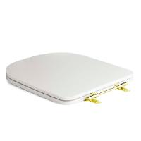Assento Sanitário Poliéster Antibacteriano Quadra Branco Para Vaso Deca Com Ferragem Dourada - 7