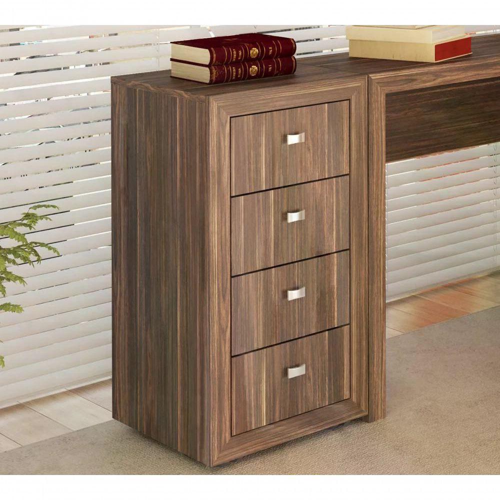 Gaveteiro Para Escritorio 04 Gavetas Me4133 Nogal Nogal - 5