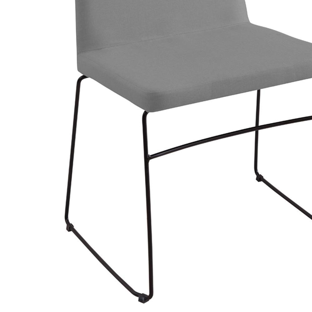 Cadeira Estofada Base Em Aço F41 Linho Cinza Dmobiliario - 4