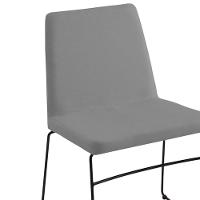 Cadeira Estofada Base Em Aço F41 Linho Cinza Dmobiliario - 3