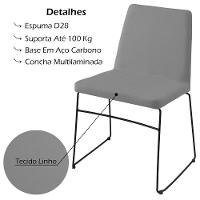 Cadeira Estofada Base Em Aço F41 Linho Cinza Dmobiliario - 6