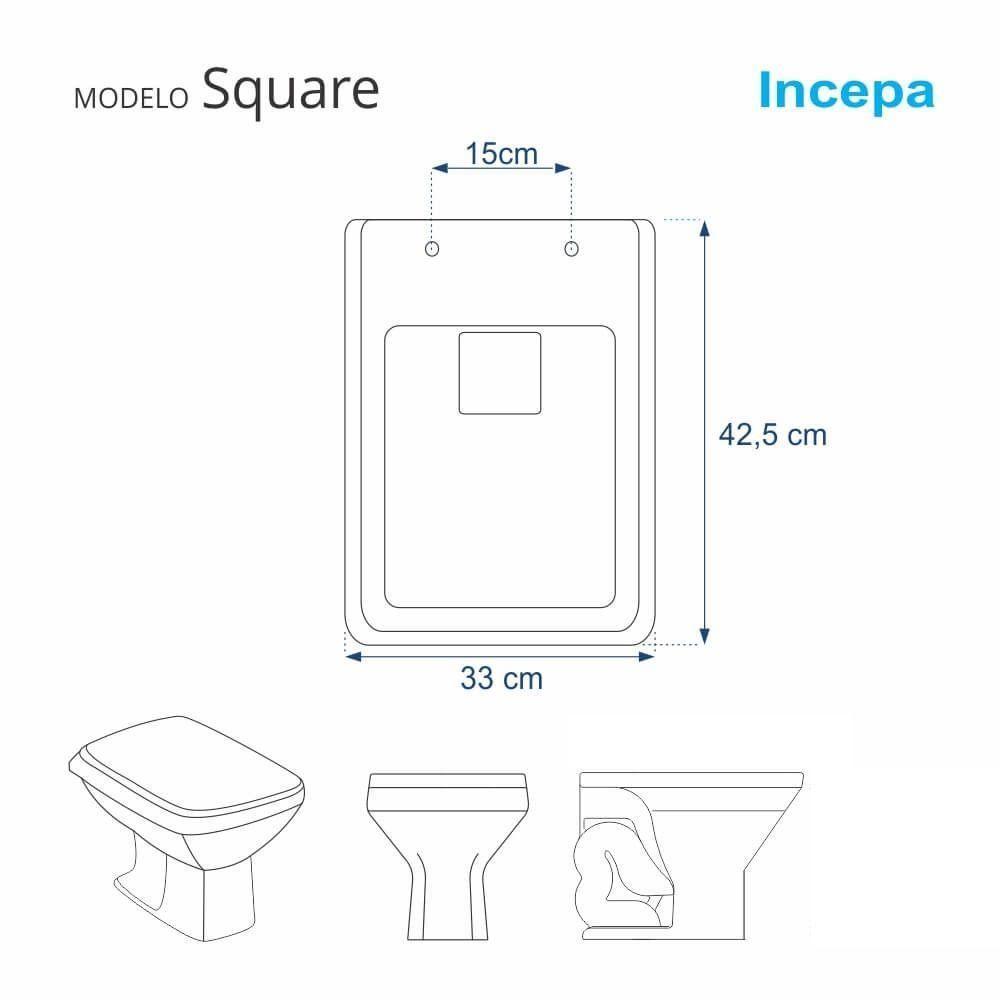Assento Sanitário Acrílico Square Branco Incepa Cidamar - 6