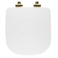 Assento Poliester Soft Close Antimicrobiano Polo Branco Para Vaso Deca Com Ferragem Dourada