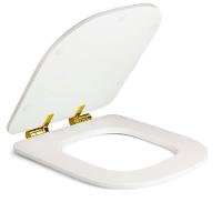Assento Poliester Soft Close Antimicrobiano Polo Branco Para Vaso Deca Com Ferragem Dourada - 9