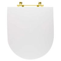 Assento Sanitário Poliéster Antibacteriano Link Lk Branco Para Vaso Deca Com Ferragem Dourada - 6