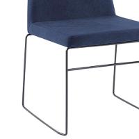 Cadeira Estofada Base Em Aço F41 Linho Azul Marinho Dmobilia