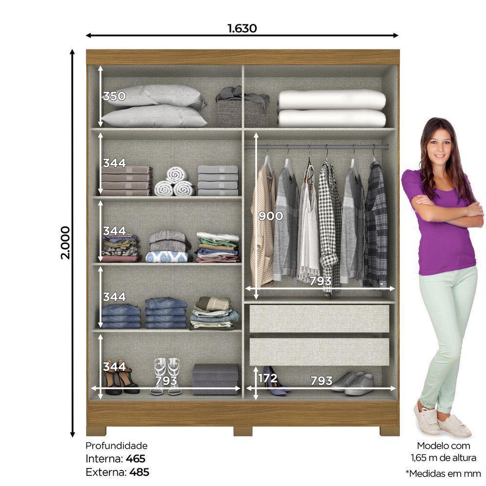 Guarda Roupa 02 Portas 02 Gavetas B74 Briz Nature - 7