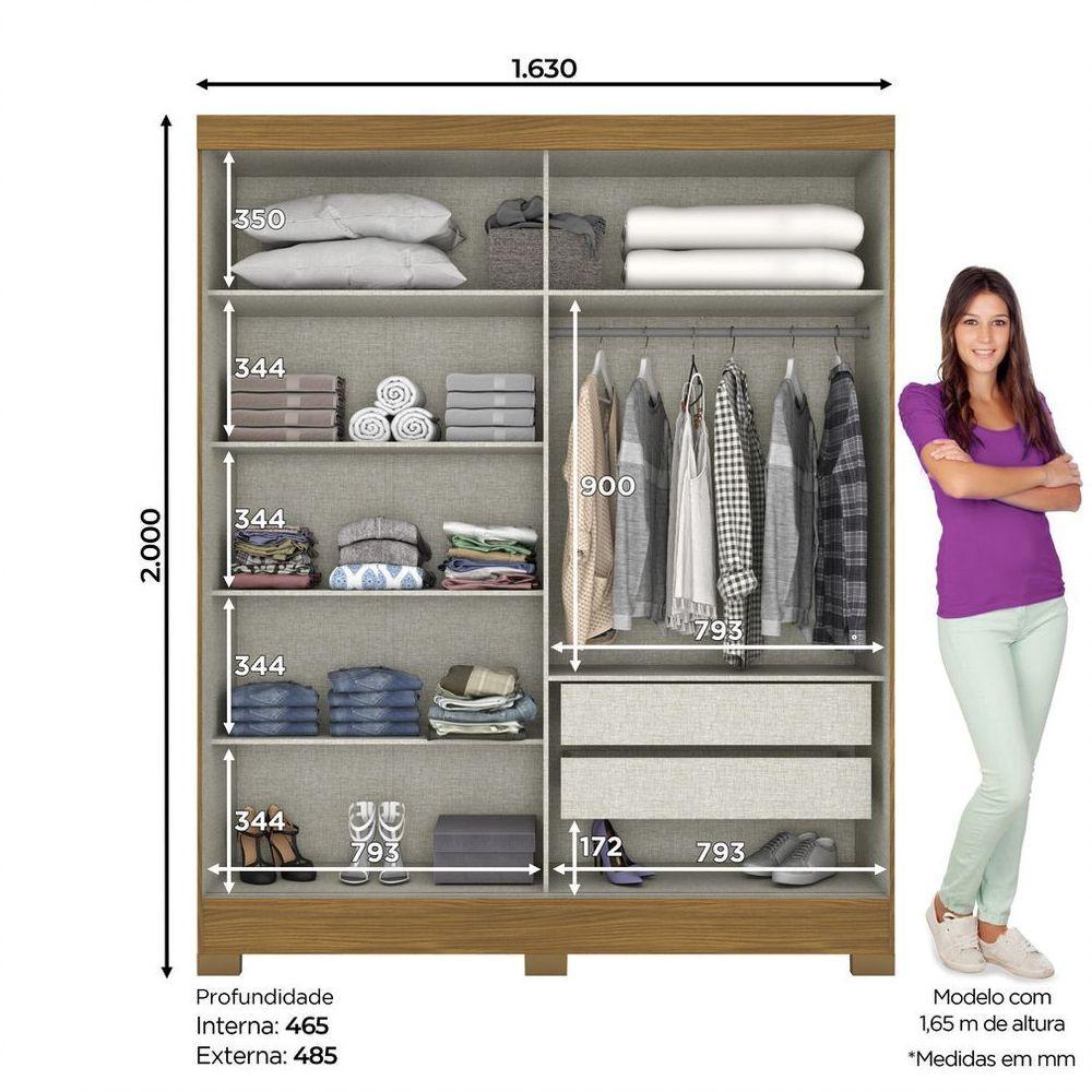 Guarda Roupa 02 Portas 02 Gavetas B74 Briz Nature - 8