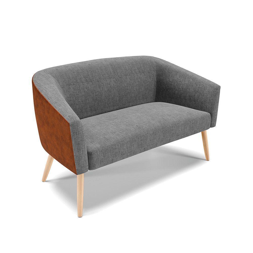 Kit 1 Namoradeira E 1 Poltrona Nozes Com Linho Grafite A26 - 7