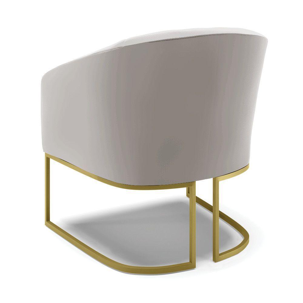 Kit 02 Poltronas Stella Veludo Cinza Base Metálica Industrial Dourado - D'rossi - 4