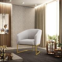 Kit 02 Poltronas Stella Veludo Cinza Base Metálica Industrial Dourado - D'rossi - 1