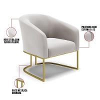 Kit 02 Poltronas Stella Veludo Cinza Base Metálica Industrial Dourado - D'rossi - 3