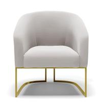 Kit 02 Poltronas Stella Veludo Cinza Base Metálica Industrial Dourado - D'rossi - 6