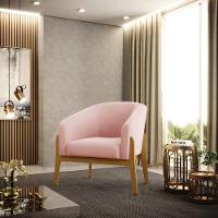 Poltrona Stella Veludo Base Madeira Castanho - D'rossi Cor Rose - 8