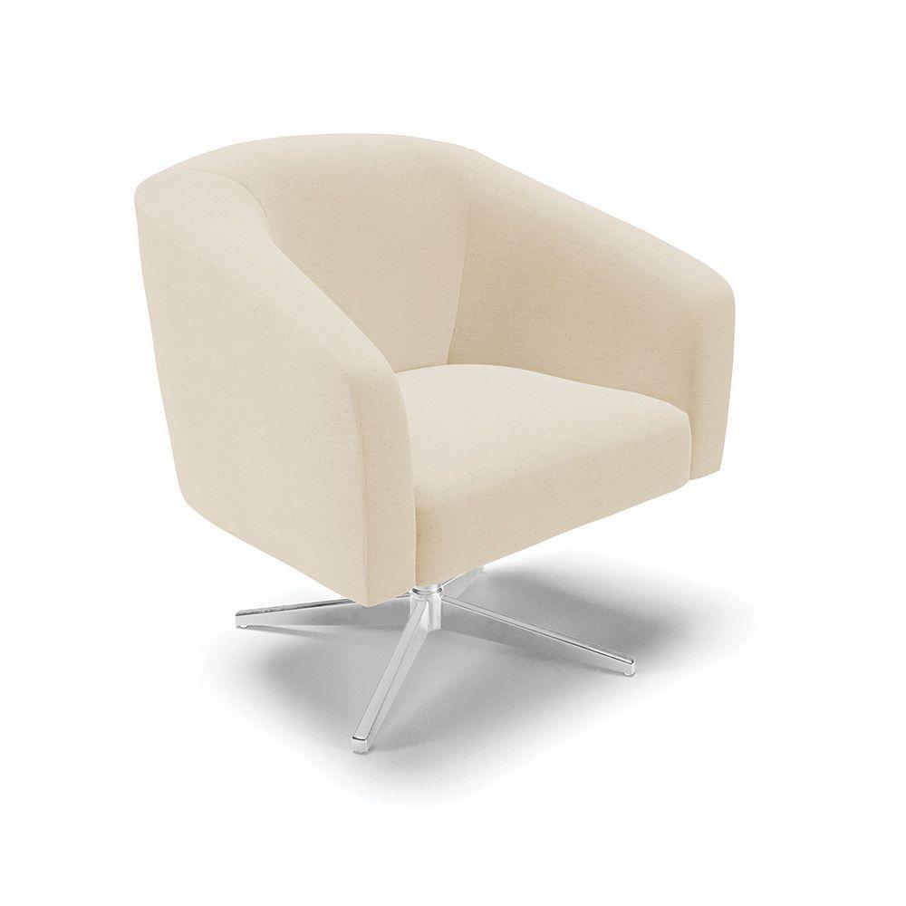 Poltrona Giratória Stella Linho Base Cromada A19 Bege - 1