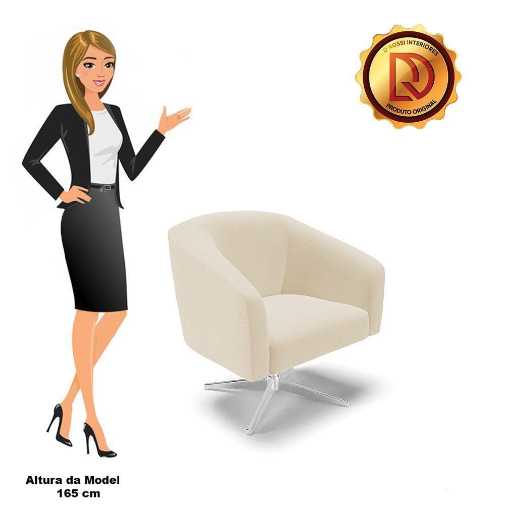 Poltrona Giratória Stella Linho Base Cromada A19 Bege - 4