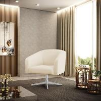 Poltrona Giratória Stella Linho Base Cromada A19 Bege - 8