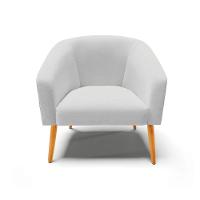 Poltrona Corano Preto Com Linho Cinza Pés Palito Castanho - 6