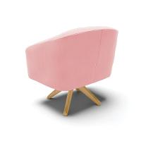 Poltrona Giratória Stella Suede Base Madeira Ma30 - D'rossi Cor Rosa Bebê - 5