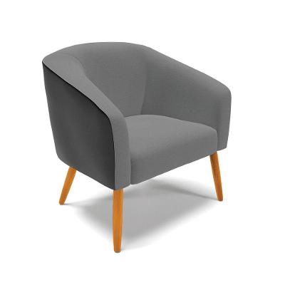 Poltrona Corano Preto Com Linho Grafite Pés Palito Castanho