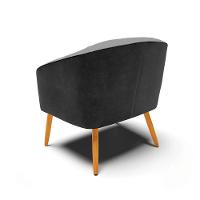 Poltrona Corano Preto Com Linho Grafite Pés Palito Castanho