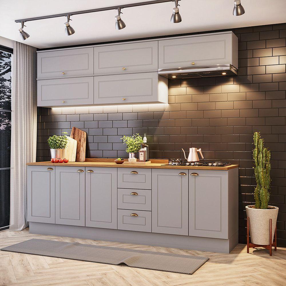 Cozinha Compacta Com Tampo 8 Peças Amy Casa 812 Cinza - 1