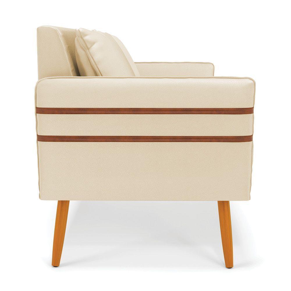 Namoradeira 02 Lugares Mari Corino Bege Pés Palito Castanho - 6