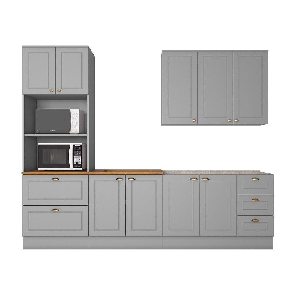 Cozinha Completa 4 Peças Com Aéreo 3 Portas Amy Casa 812 Cinza - 2