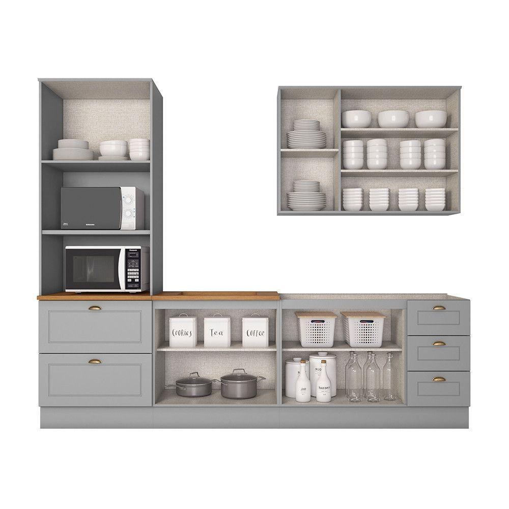 Cozinha Completa 4 Peças Com Aéreo 3 Portas Amy Casa 812 Cinza - 3