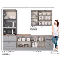 Cozinha Completa 4 Peças Com Aéreo 3 Portas Amy Casa 812 Cinza - 4