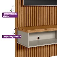 Painel Ripado Marisa Com 1 Nicho Com Tampo Engrossado E 1 Prateleira Nature E Off White 140x250 Cm - 5