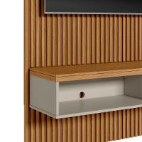 Painel Ripado Marisa Com 1 Nicho Com Tampo Engrossado E 1 Prateleira Nature E Off White 140x250 Cm - 6