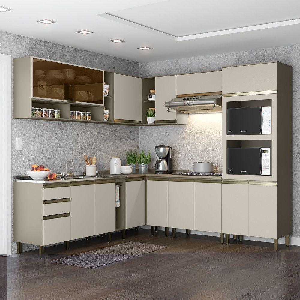 Cozinha Completa De 11 Peças Com Aéreo De Vidro E Torre Quente évelin Henn Duna Com Cristal - 1