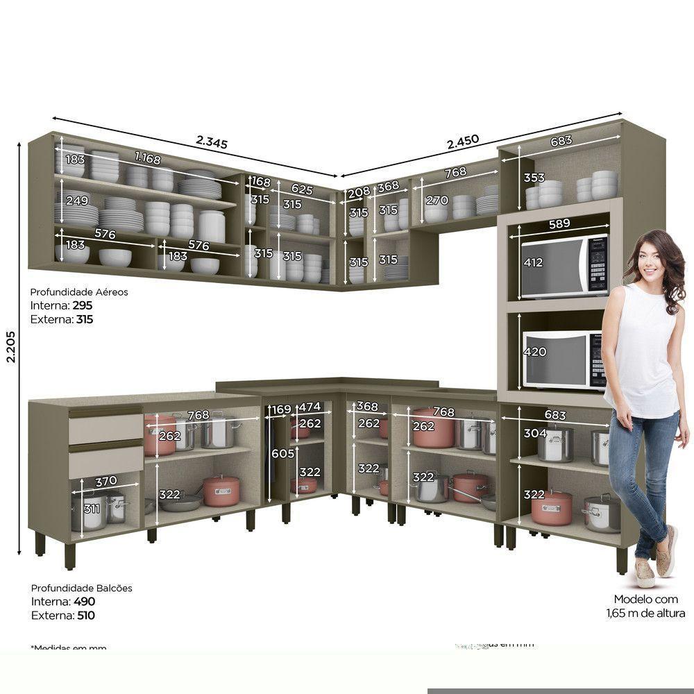 Cozinha Completa De 11 Peças Com Aéreo De Vidro E Torre Quente évelin Henn Duna Com Cristal - 9