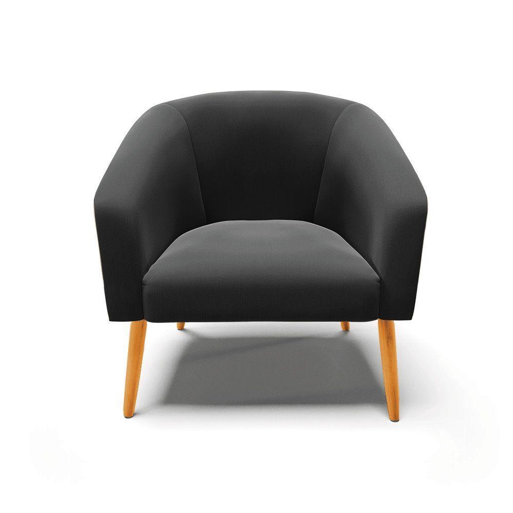 Kit 02 Poltronas Stella Suede Pés Palito Castanho - D'rossi Cor Preto - 5