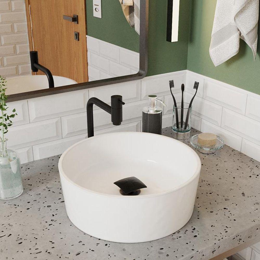 Cuba Pia Banheiro Serena Torneira Inox Valvula Click Black Branco Branco - 1