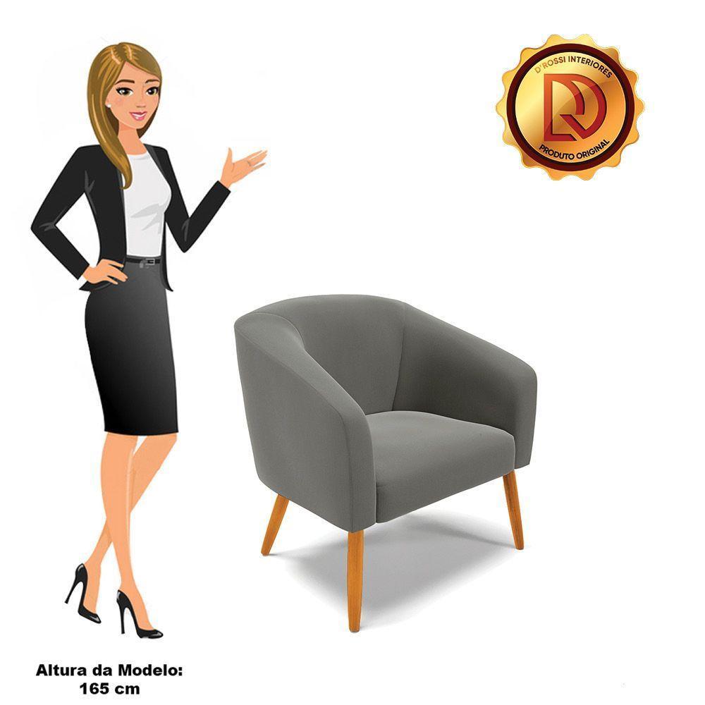 Poltrona Stella Suede Pés Palito Castanho - D'rossi Cor Grafite - 3