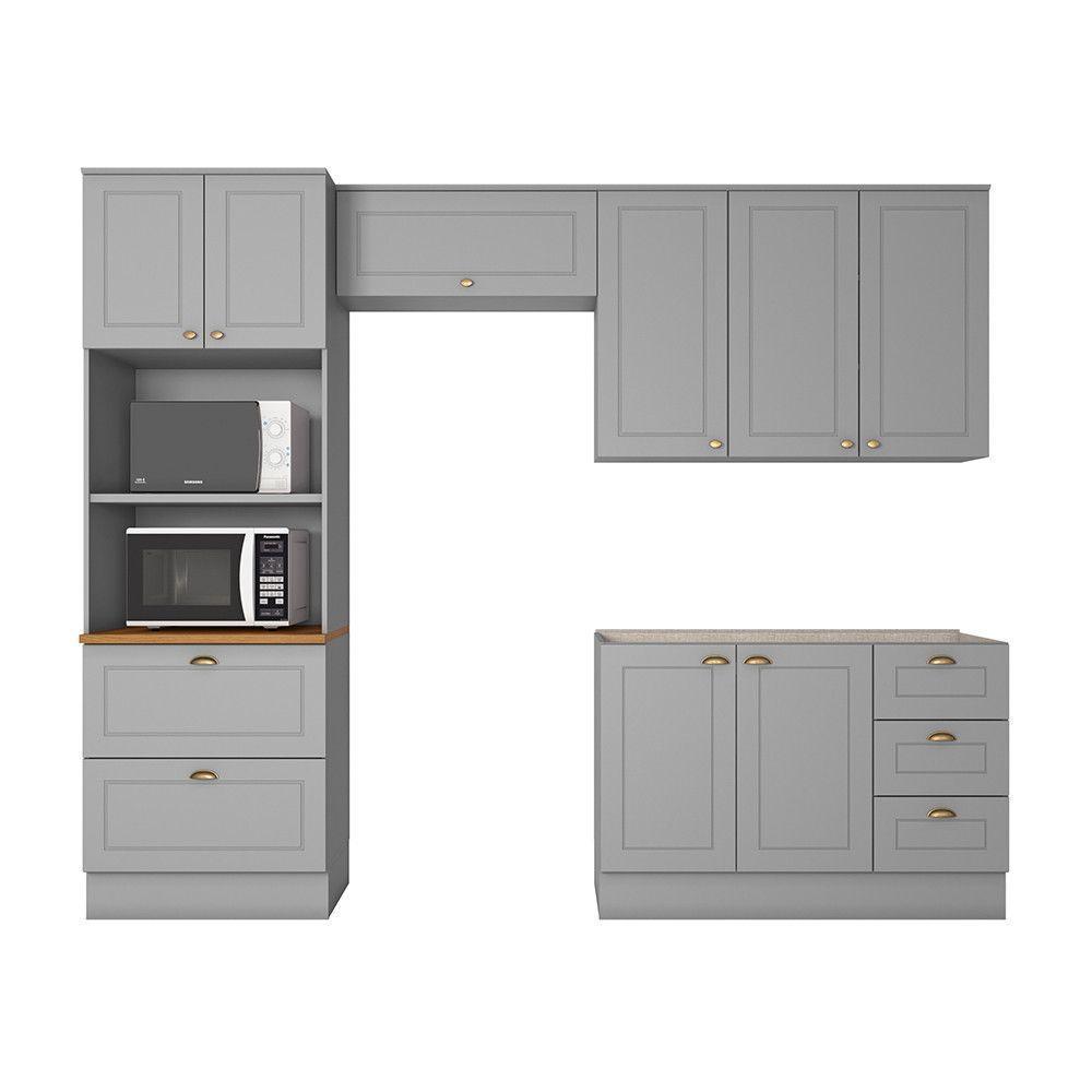 Cozinha Compacta 4 Peças Com Paneleiro Torre Quente Amy Casa 812 Cinza - 2