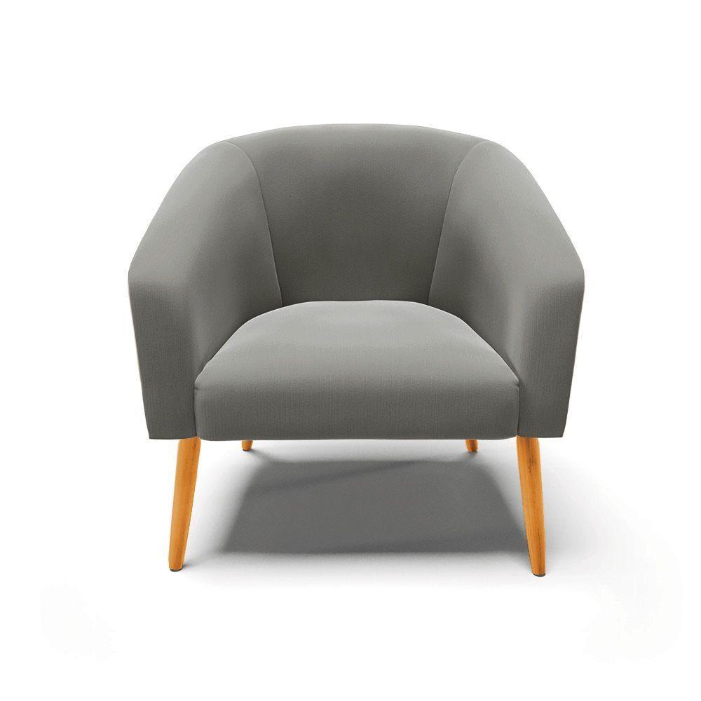 Kit 02 Poltronas Suede Pés Palito Castanho Grafite - 6